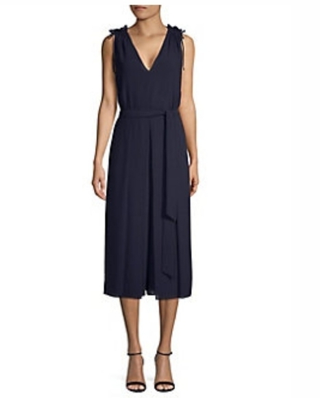Vince Camuto Chiffon Cropped Leght Navy Blue size 10 Jumpsuit - Picture 1 of 13